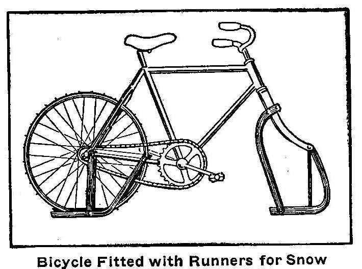 Bicycle Fitted with Runners for Snow